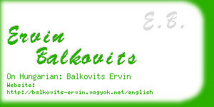 ervin balkovits business card